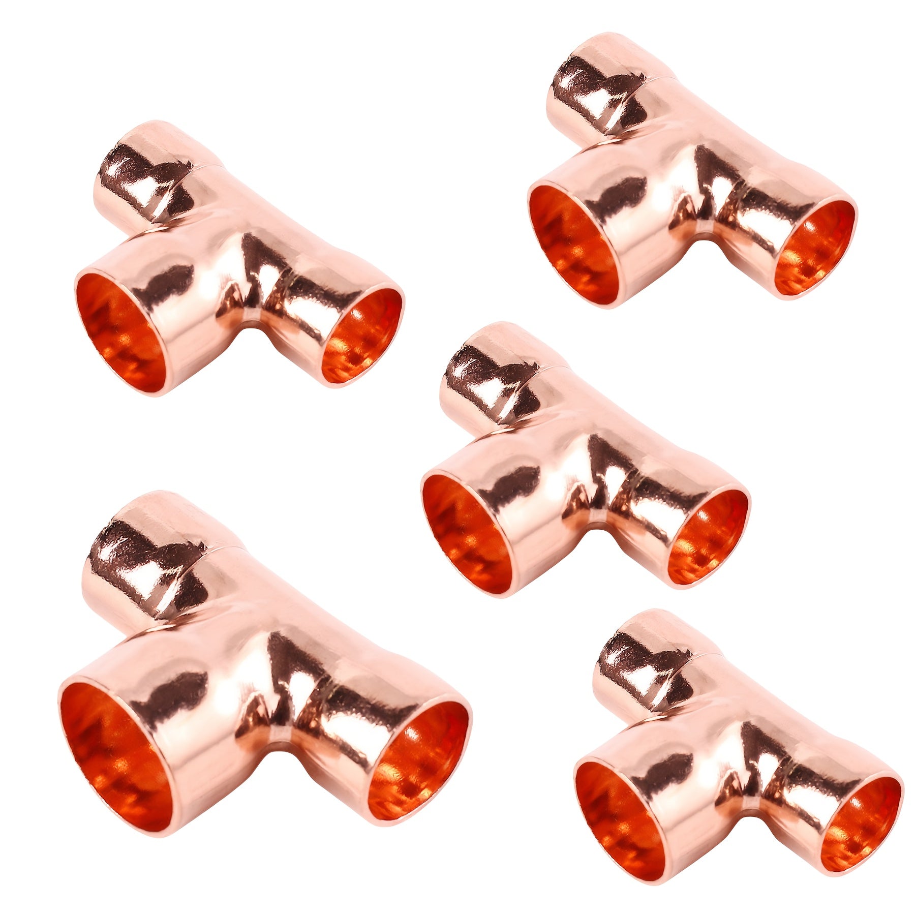 Reducing Tee, Inner Diameter 3/4 "X 1/2" X 1/2 "Copper Tee, Copper Pipe Fittings, Welded Pipes, Residential and Commercial Pipe Welding Fittings with Hot Melt Connections