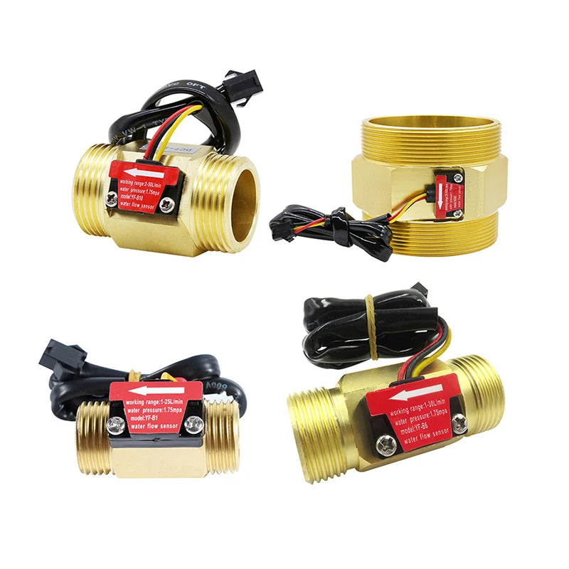 DN15 DN20 DN25 DN80 Water Flow Sensor Brass 1.75MPa Hall Sensor Turbine Flowmeter DC5~18V Used To Measure The Flow Of The Medium