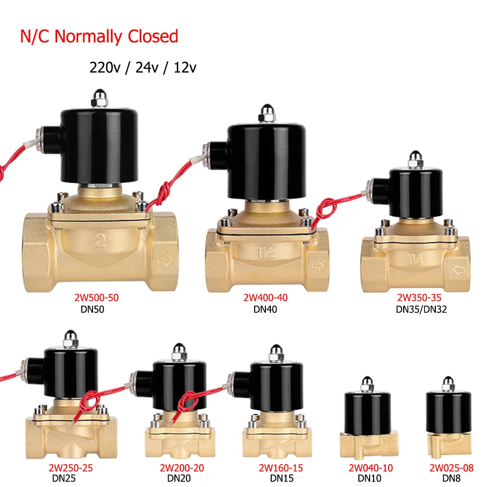 Electric Solenoid Valve 1/4" 3/8" 1/2" 3/4" 1" DN8/10/15/20/25/50 Normally Closed Pneumatic for Water Oil Air 12V 24V 220V