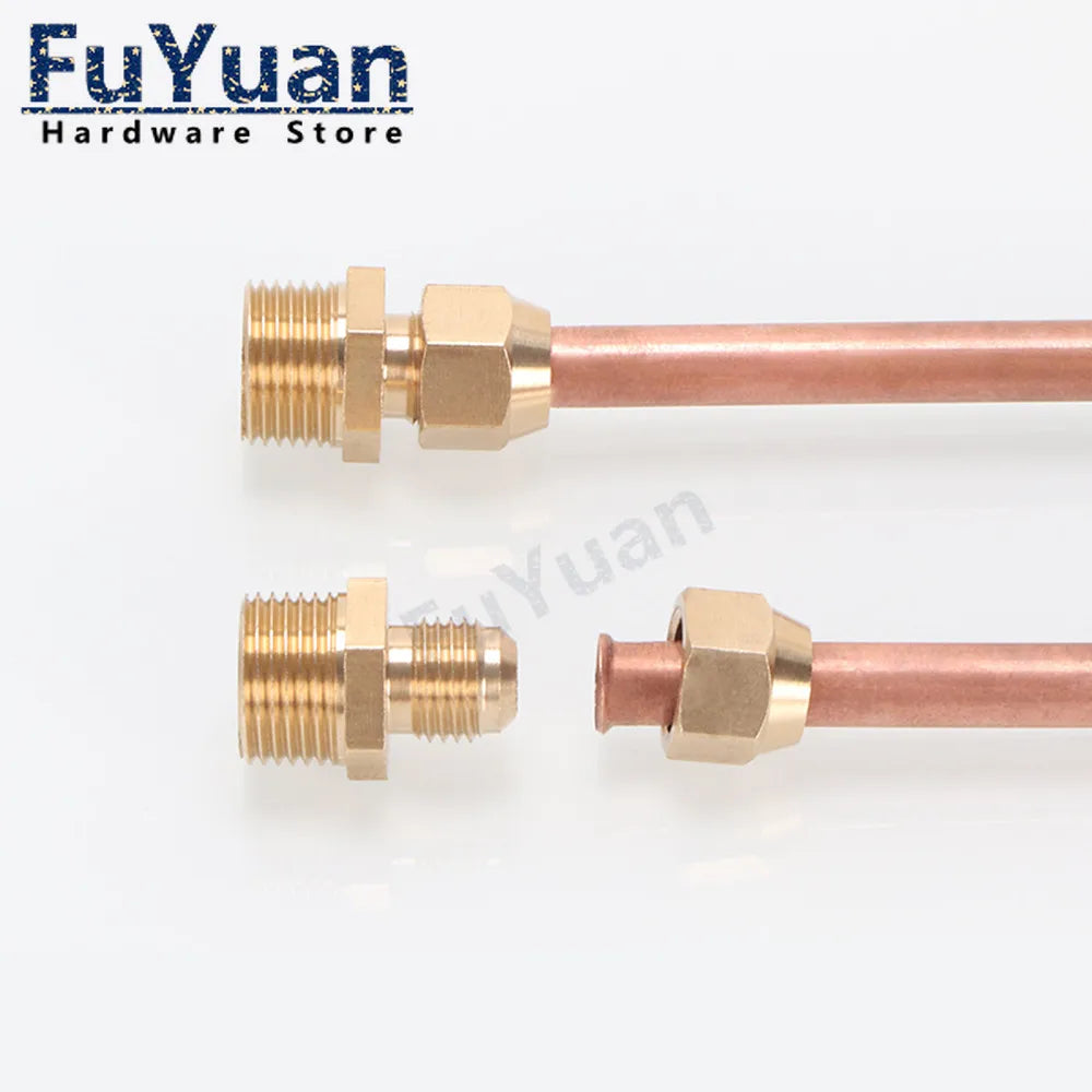 Copper Flaring Directly Connector 1/4" 3/8" 1/2" Male Thread to 6/8/10mm Pipe Brass Fitting Air Conditioning Extension Adapter