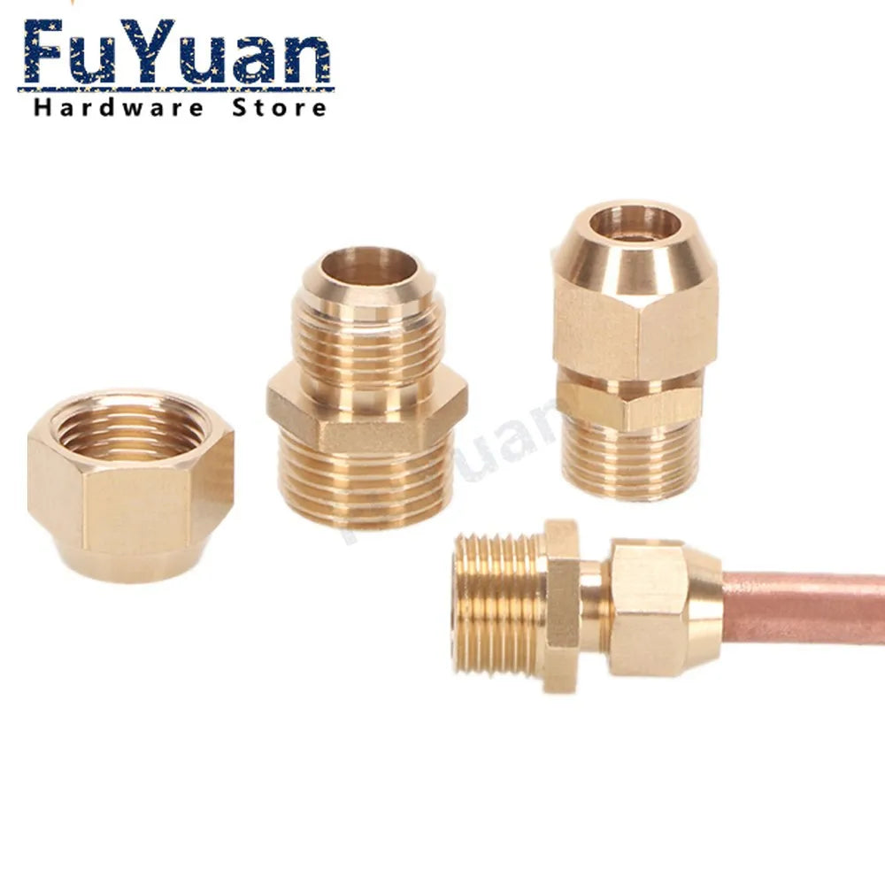 Copper Flaring Directly Connector 1/4" 3/8" 1/2" Male Thread to 6/8/10mm Pipe Brass Fitting Air Conditioning Extension Adapter