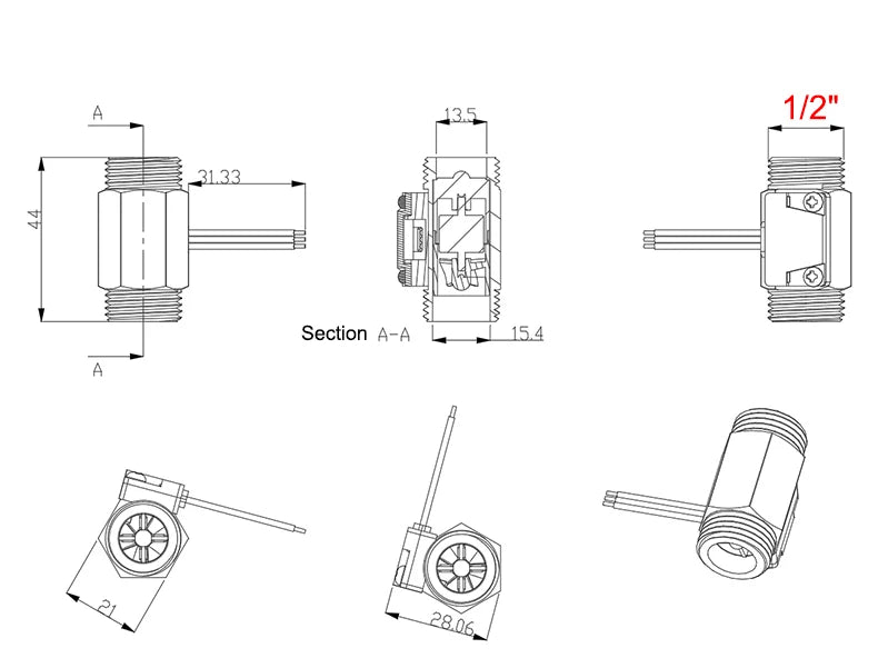 DN15 DN20 DN25 DN80 Water Flow Sensor Brass 1.75MPa Hall Sensor Turbine Flowmeter DC5~18V Used To Measure The Flow Of The Medium