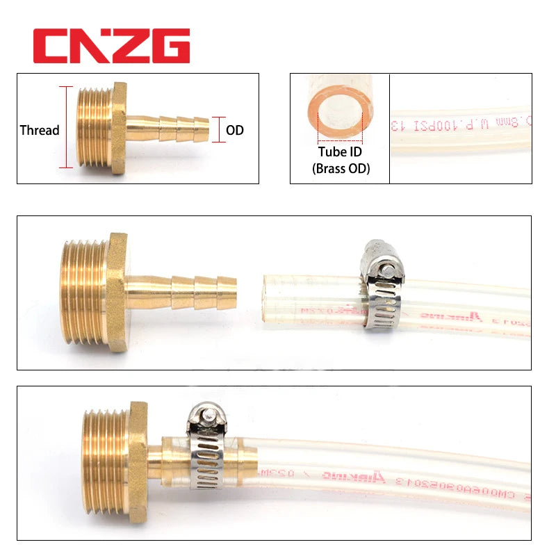 Hose Brass Pipe Fitting 4mm 6mm 8mm 10mm 12mm 19mm Barb Tail 1/8" 1/4" 1/2" 3/8" BSP Male Connector Joint Copper Coupler Adapter