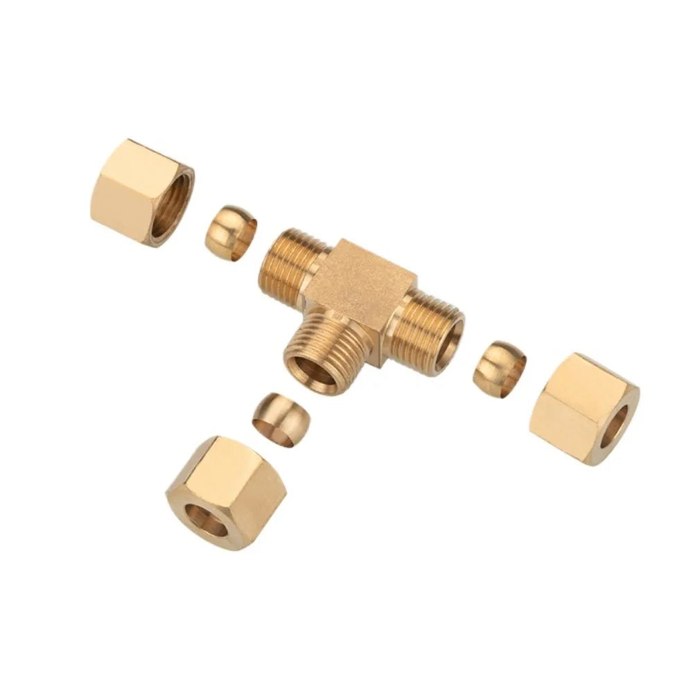3.175-15.88mm 1/8 3/16 1/4 5/16 3/8 1/2 5/8 " Inch Pipe Brass Tee 3 Way Compression Union Tube Fitting Water Gas Oil Connector