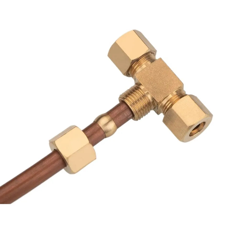 3.175-15.88mm 1/8 3/16 1/4 5/16 3/8 1/2 5/8 " Inch Pipe Brass Tee 3 Way Compression Union Tube Fitting Water Gas Oil Connector