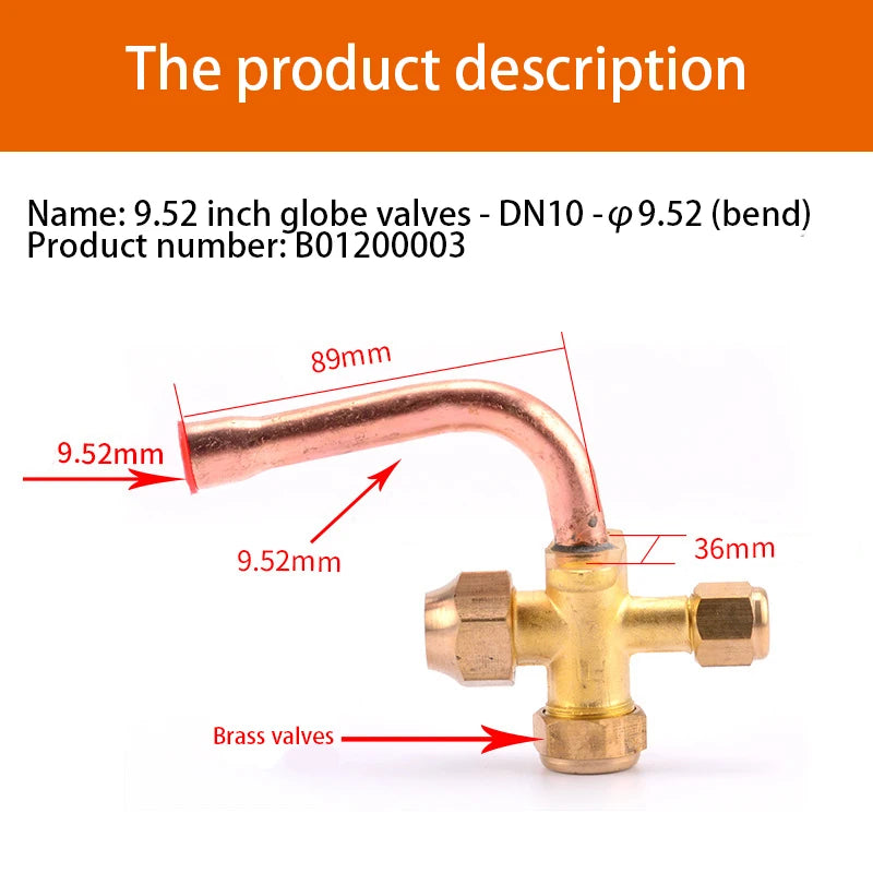 Air Conditioner Outer Box Stop Three-way Valve High And Low Voltage Multiple Common Parts Brass Copper Straight Pipe Bend