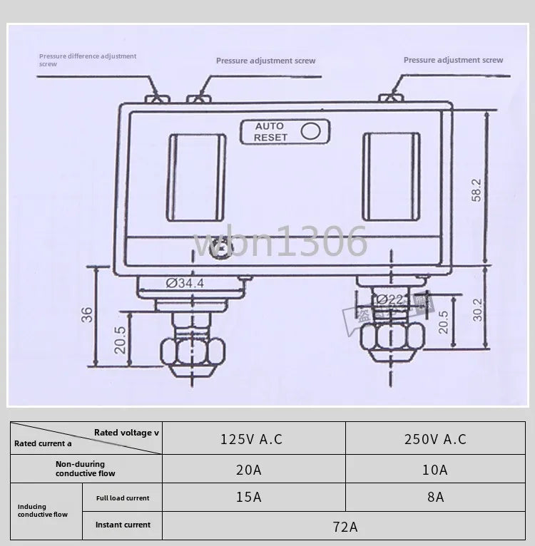Pressure controller: high and low pressure, air pressure switch, air conditioner, automatic vacuum pressure controller, 830HM