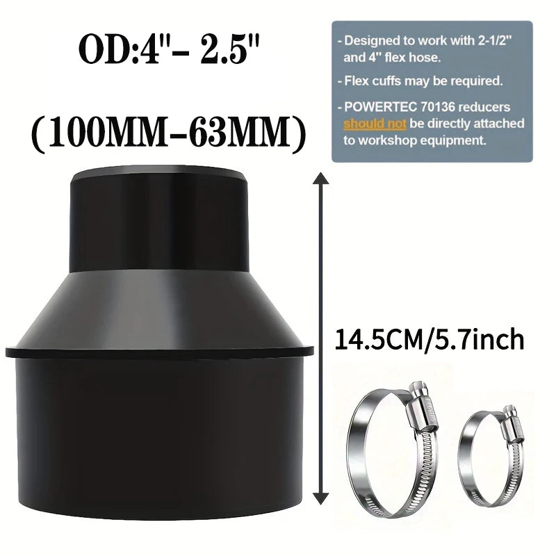 OD 4''-2.5”(100mm-63mm) Hose connector Vacuum Hose Adapter Plastic Hose Reducer Adapter Connector Flexible PVC Pipes