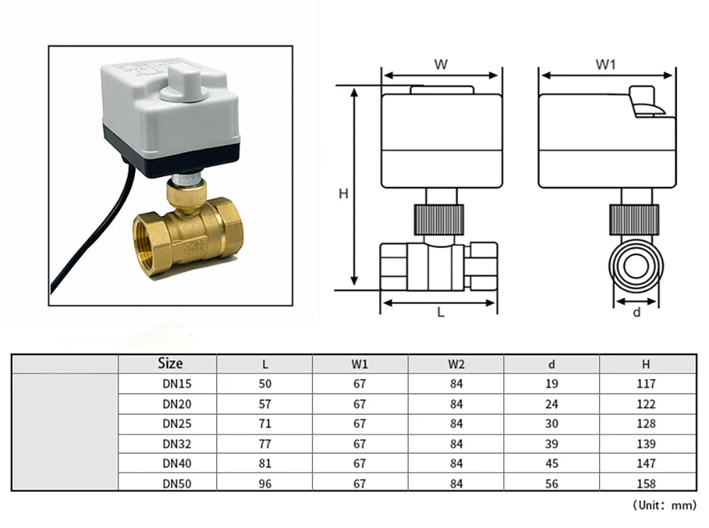 DN15 DN20 DN25 DN50 Brass Motorized Ball Valve 220V 12V 24V 3-Wire 2-Control Electric Actuators with Manual Switch