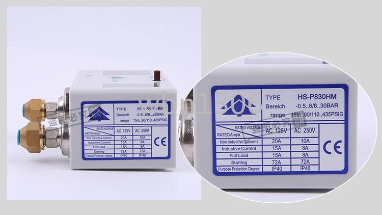 Pressure controller: high and low pressure, air pressure switch, air conditioner, automatic vacuum pressure controller, 830HM