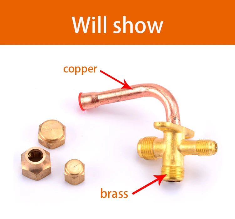 Air Conditioner Outer Box Stop Three-way Valve High And Low Voltage Multiple Common Parts Brass Copper Straight Pipe Bend