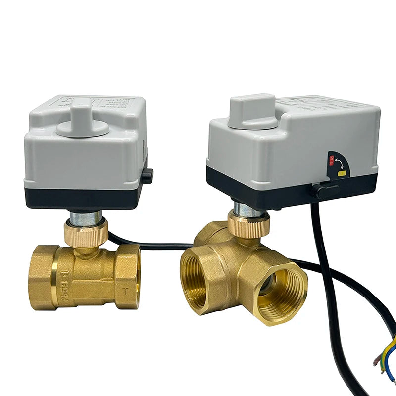 DN15 DN20 DN25 DN50 Brass Motorized Ball Valve 220V 12V 24V 3-Wire 2-Control Electric Actuators with Manual Switch