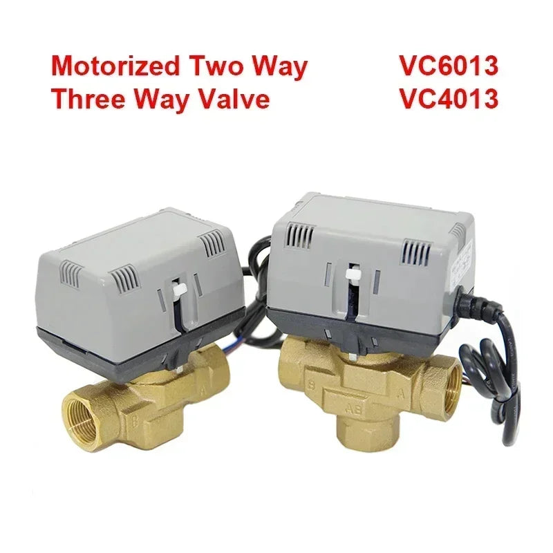 Two way/three-way brass globe valve 1/2 "(DN15) 3/4" (DN20) 1 "(DN25), AC220V, with VC6013/VC4013 fan coil electric actuator