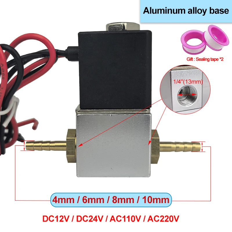 DC12V 24V AC110V 220V Normally Closed 1/4"Silent Oil Free Bidirectional NormallyClosed Pneumatic Solenoid Valve