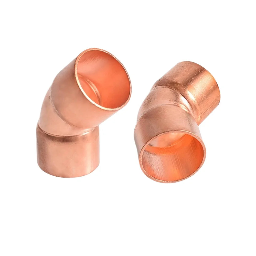 6.35-133mm ID Weld Socket End Feed Solder Elbow 45 135 Degree Pure Copper Pipe Fitting Connector Air-Coniditioning