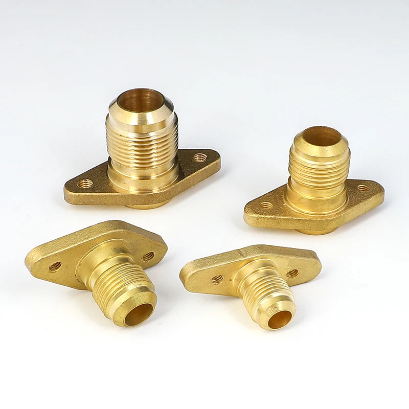 Brass Air Conditioner Forged SAE 1/4 1/2 fit UNF Thread Welding Flange Base Valve Seat Flare Connecting Pipe Fitting Adapter