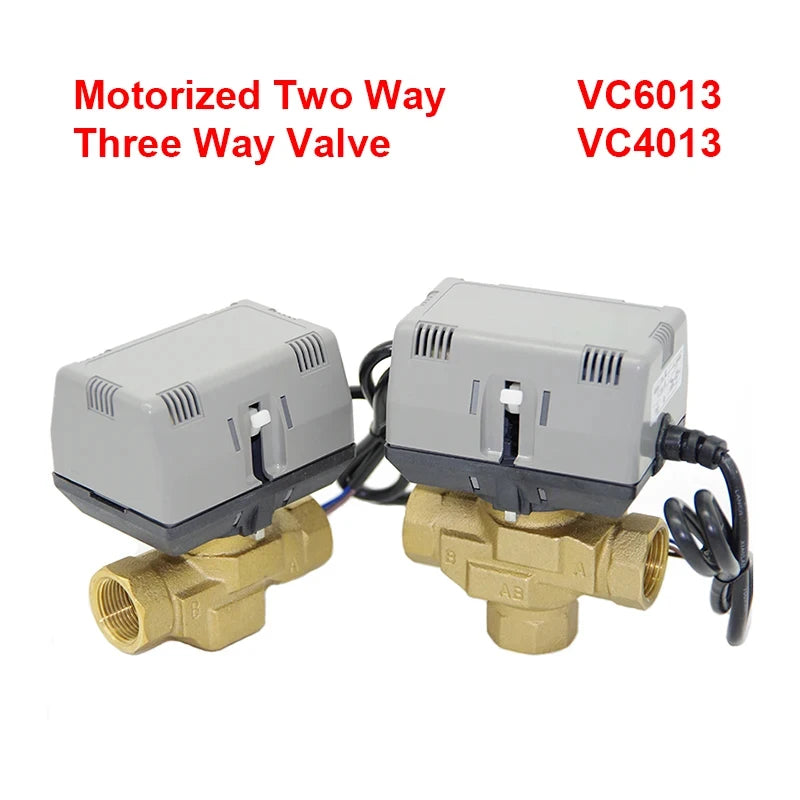 Two way/three-way brass globe valve 1/2 "(DN15) 3/4" (DN20) 1 "(DN25), AC220V, with VC6013/VC4013 fan coil electric actuator