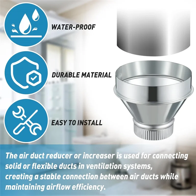 A93Z Air Duct Adapter 7 Inch To 4 Inch Duct Reducer Increaser Galvanized Steel Round Crimped Pipe For HVAC Ventilation System