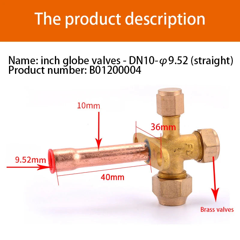 Air Conditioner Outer Box Stop Three-way Valve High And Low Voltage Multiple Common Parts Brass Copper Straight Pipe Bend