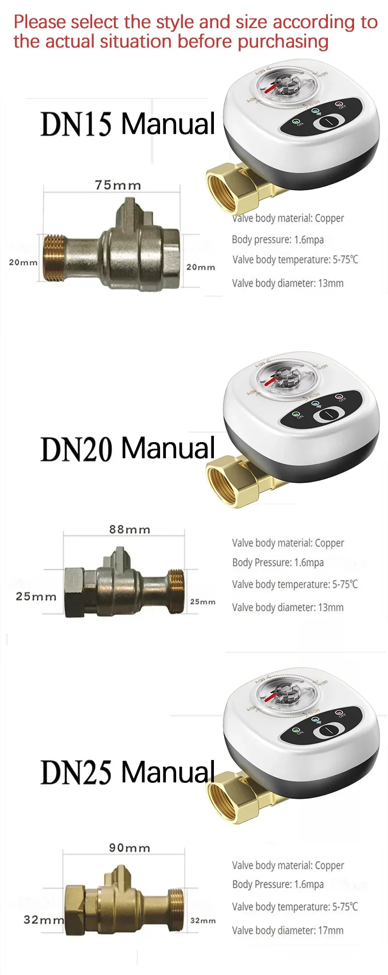 eWelink APP WiFi Smart Valve Water Gas Shutoff Automated Ball Valve DN15/DN20/DN25 Wireless Control For Alexa Google Alice