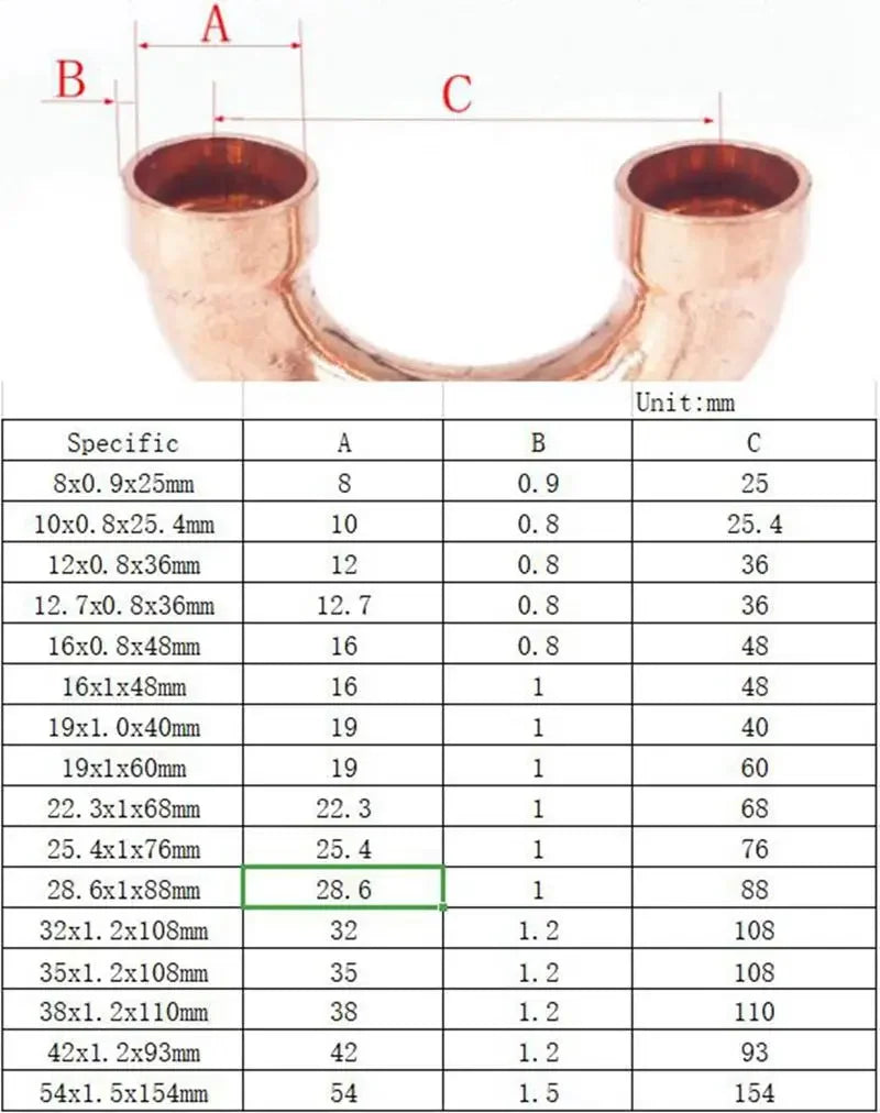 6.3x0.6x21mm Copper End Feed Equal Y 3 Ways Welding Pipe Adapter Fitting Air Conditioner Refrigeration Gas Water Oil