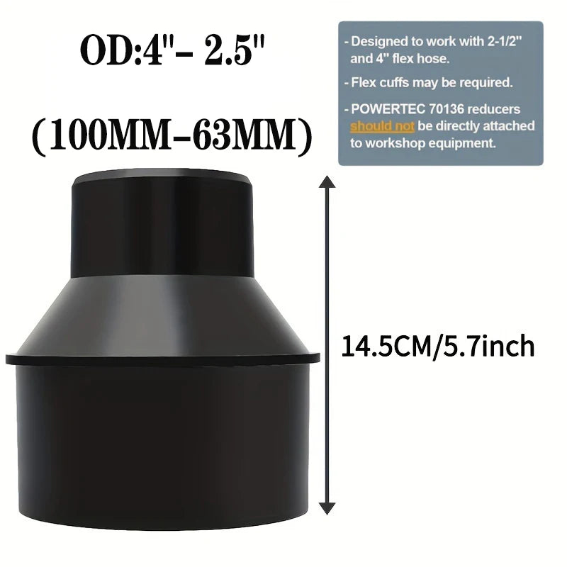 OD 4''-2.5”(100mm-63mm) Hose connector Vacuum Hose Adapter Plastic Hose Reducer Adapter Connector Flexible PVC Pipes