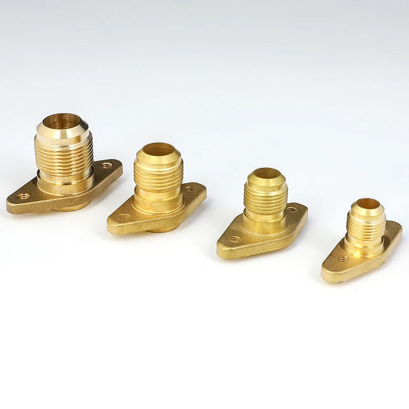 Brass Air Conditioner Forged SAE 1/4 1/2 fit UNF Thread Welding Flange Base Valve Seat Flare Connecting Pipe Fitting Adapter