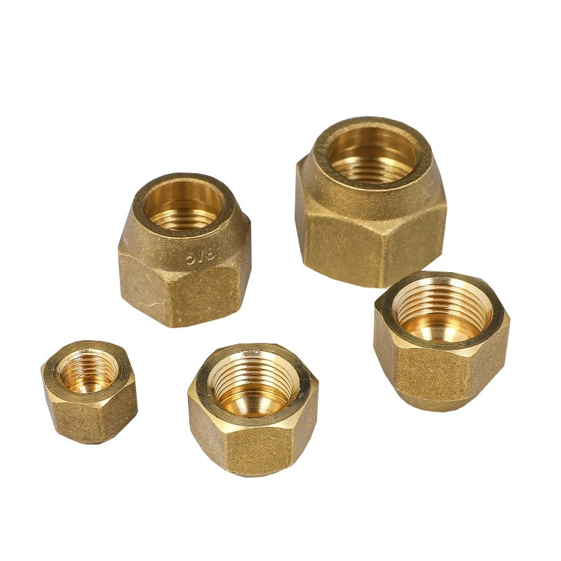 Brass Air Conditioner Nut Forged SAE 1/4 3/8 1/2 3/4 fit UNF Metric Female Thread Flare Connecting Pipe Fitting Adapeter