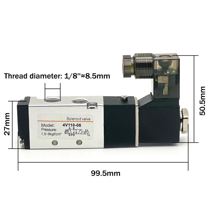 Pneumatic 4V110-06 1/8 Air Solenoid Valve 5 Way Port 2 Position Gas Pneumatic Electric Magnetic Valves DC12V 24V 110V 220V