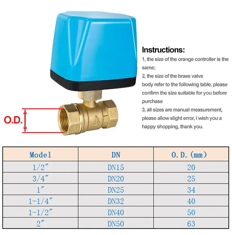 DN15 DN20 DN25 DN32 DN40 DN50 Normally Closed Motorized Ball Valve 220V 12V-24V 3-Wire 2-Control Brass Electric Solenoid Valve