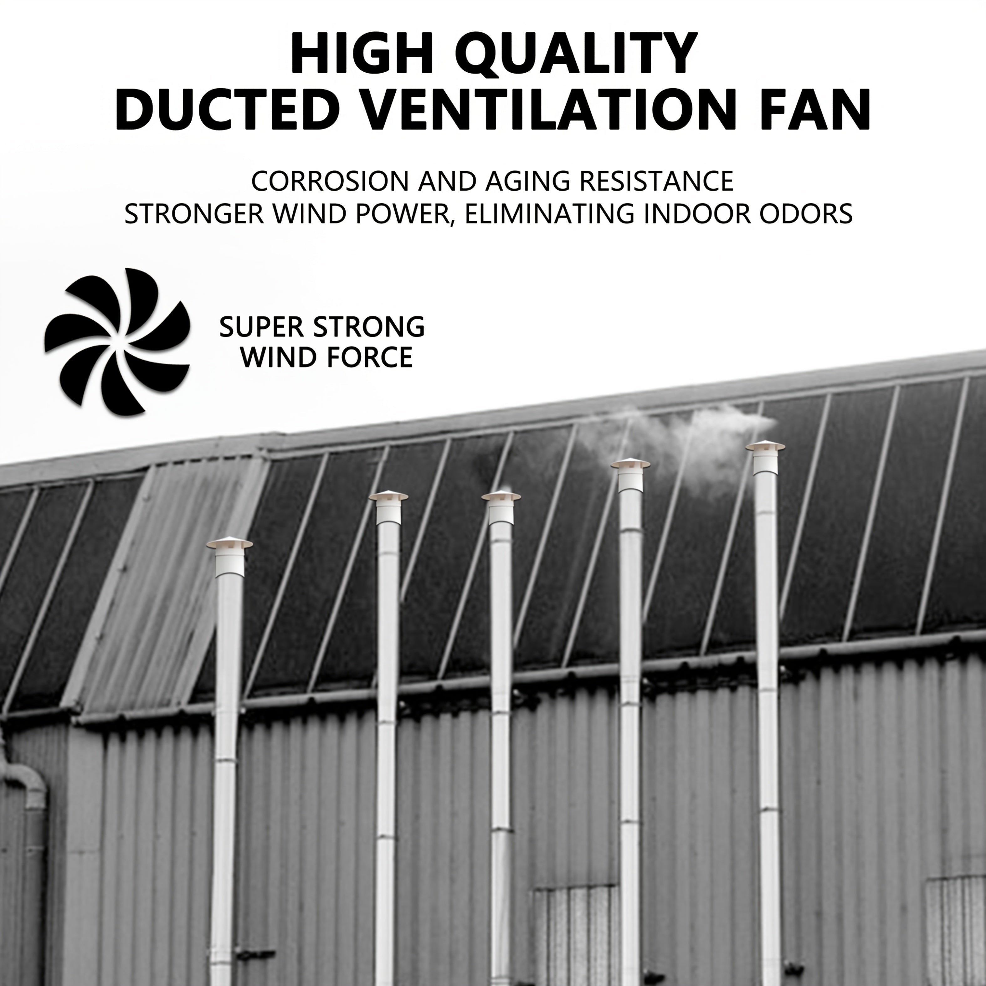 6/8W Solar Roof Vent Fan with Protective Cap - φ110 High-Speed Brushless DC Roof Exhaust Fan, Solar-Powered Attic/Garage/Workshop Ventilation, No Battery Needed, Compatible with Hose for Residential/Commercial Use - Ideal fo