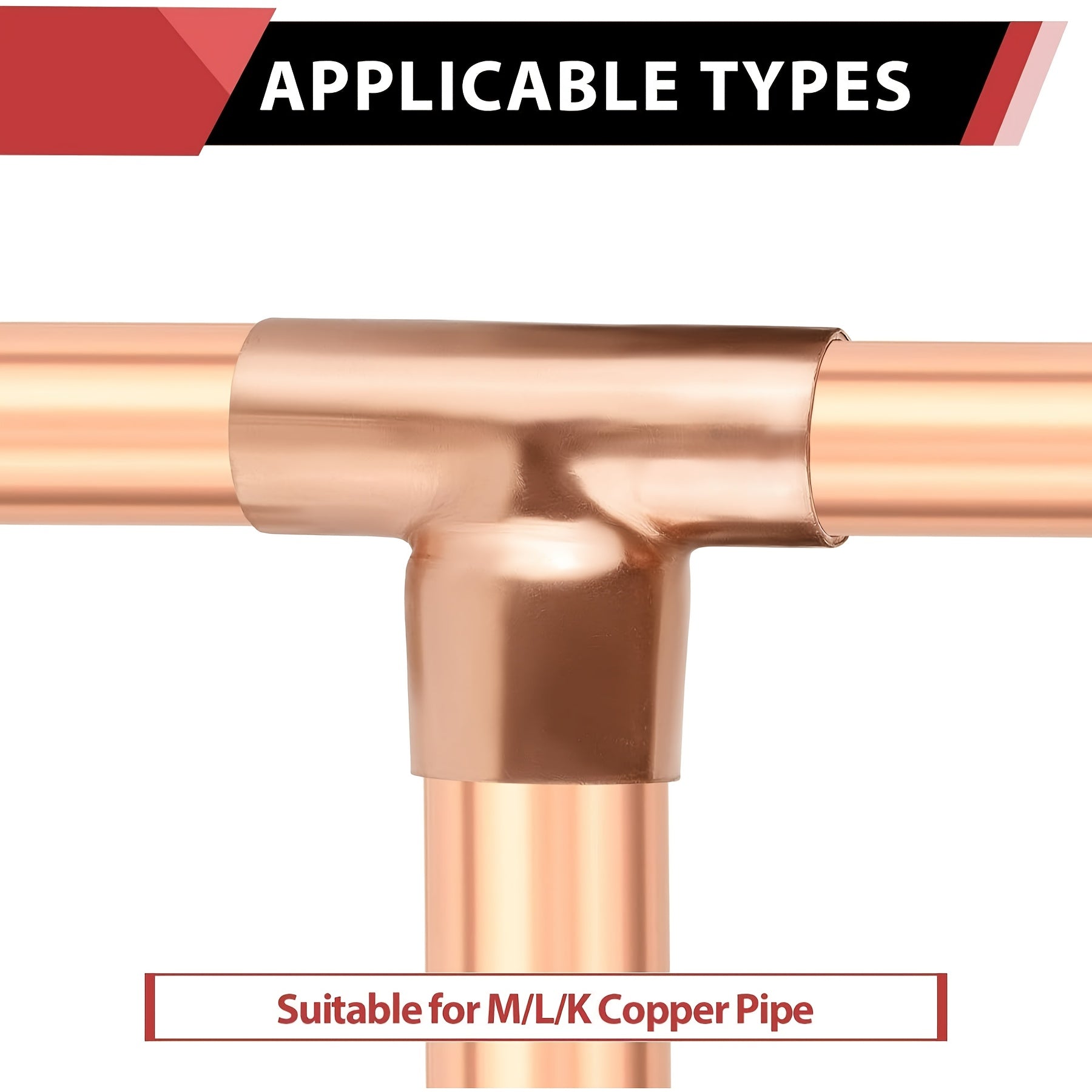 Reducing Tee, Inner Diameter 3/4 "X 1/2" X 1/2 "Copper Tee, Copper Pipe Fittings, Welded Pipes, Residential and Commercial Pipe Welding Fittings with Hot Melt Connections