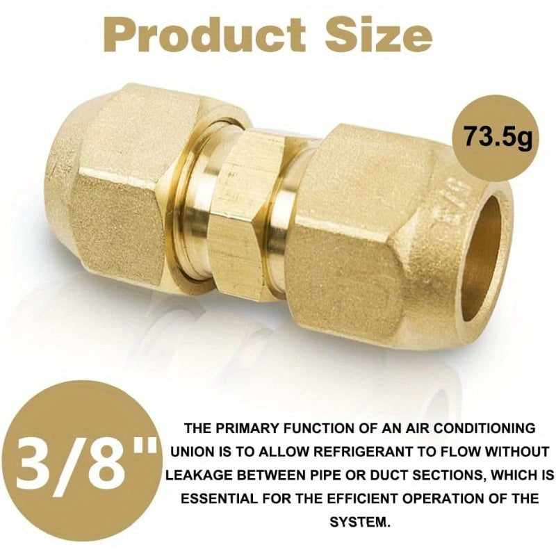 2pcs of Air Conditioning Copper Pipe Extension Fittings, No-Weld Double Connectors for Connecting Pipes of Equal And Varying Diameters, 3/8 Inch (Suitable for Φ9.52Mm Copper-Aluminum Pipes, Weighing 73.5 Grams)