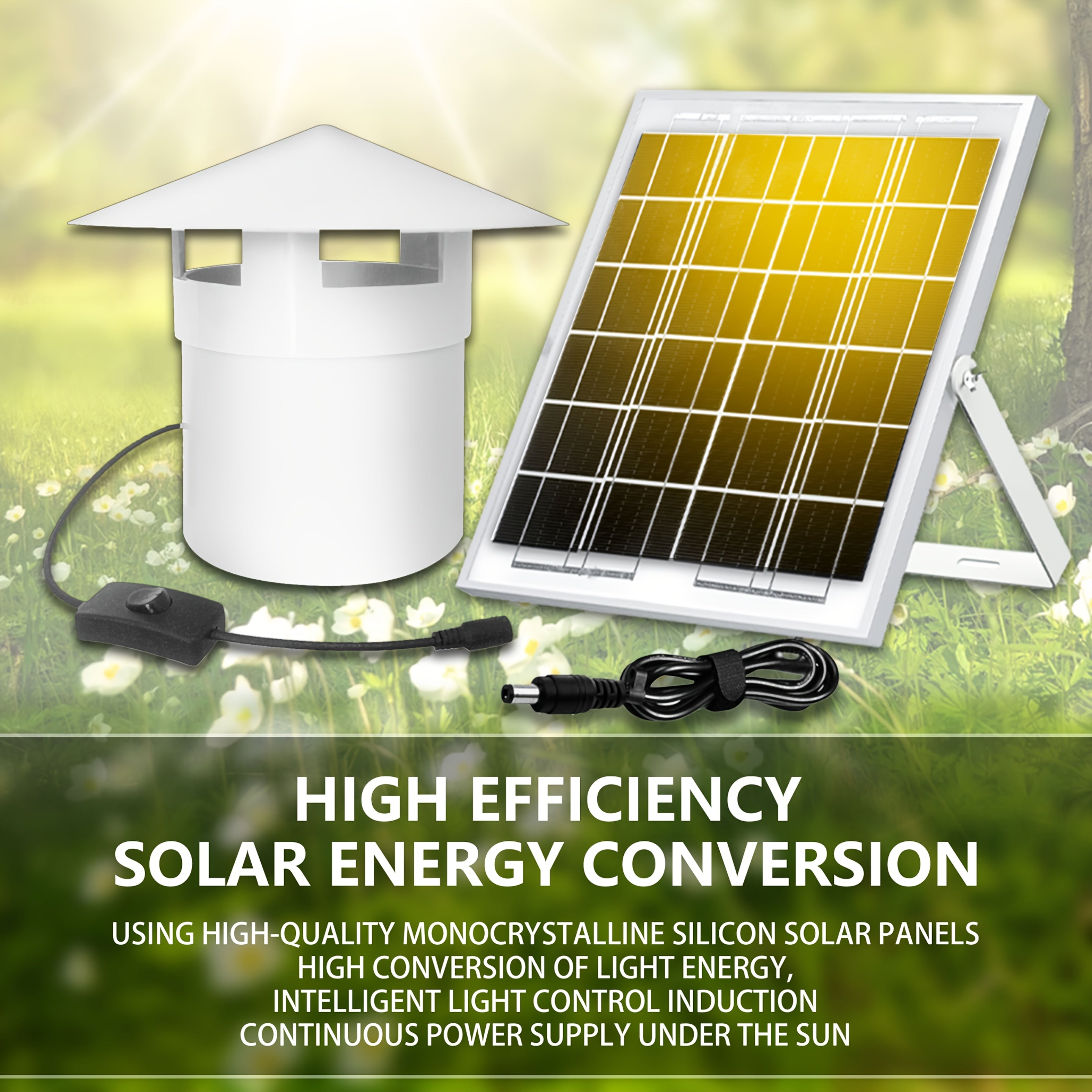 6/8W Solar Roof Vent Fan with Protective Cap - φ110 High-Speed ​​Brushless DC Roof Exhaust Fan, Solar-Powered Attic/Garage/Workshop Ventilation, No Battery Needed, Compatible with Hose for Residential/Commercial Use - Ideal fo