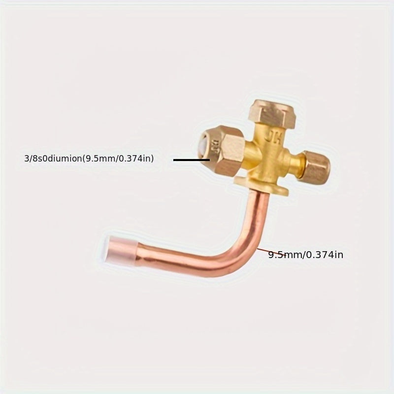 Air conditioner three-way valve, curved straight pipe air conditioner shut-off valve, high and low pressure refrigerant with fluorine yellow copper