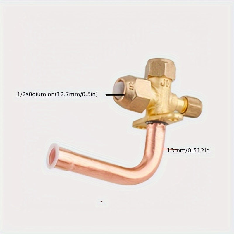 Air conditioner three-way valve, curved straight pipe air conditioner shut-off valve, high and low pressure refrigerant with fluorine yellow copper