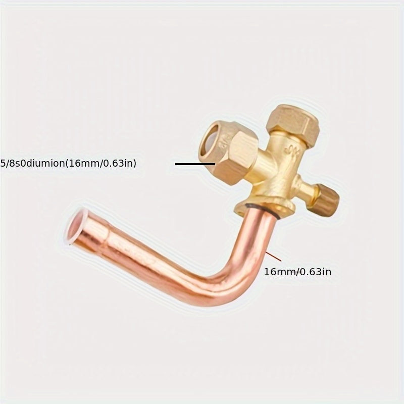 Air conditioner three-way valve, curved straight pipe air conditioner shut-off valve, high and low pressure refrigerant with fluorine yellow copper