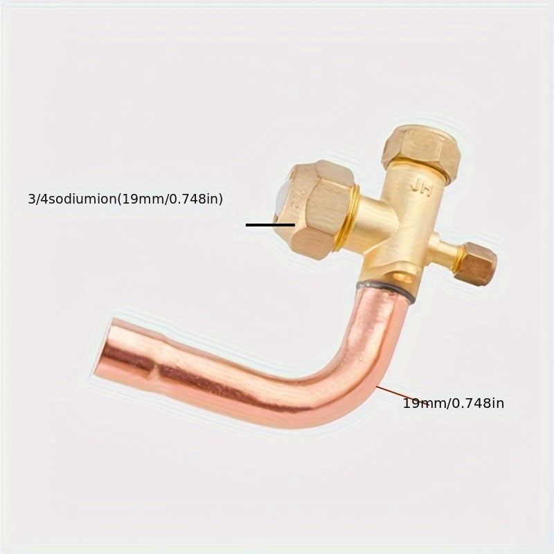 Air conditioner three-way valve, curved straight pipe air conditioner shut-off valve, high and low pressure refrigerant with fluorine yellow copper