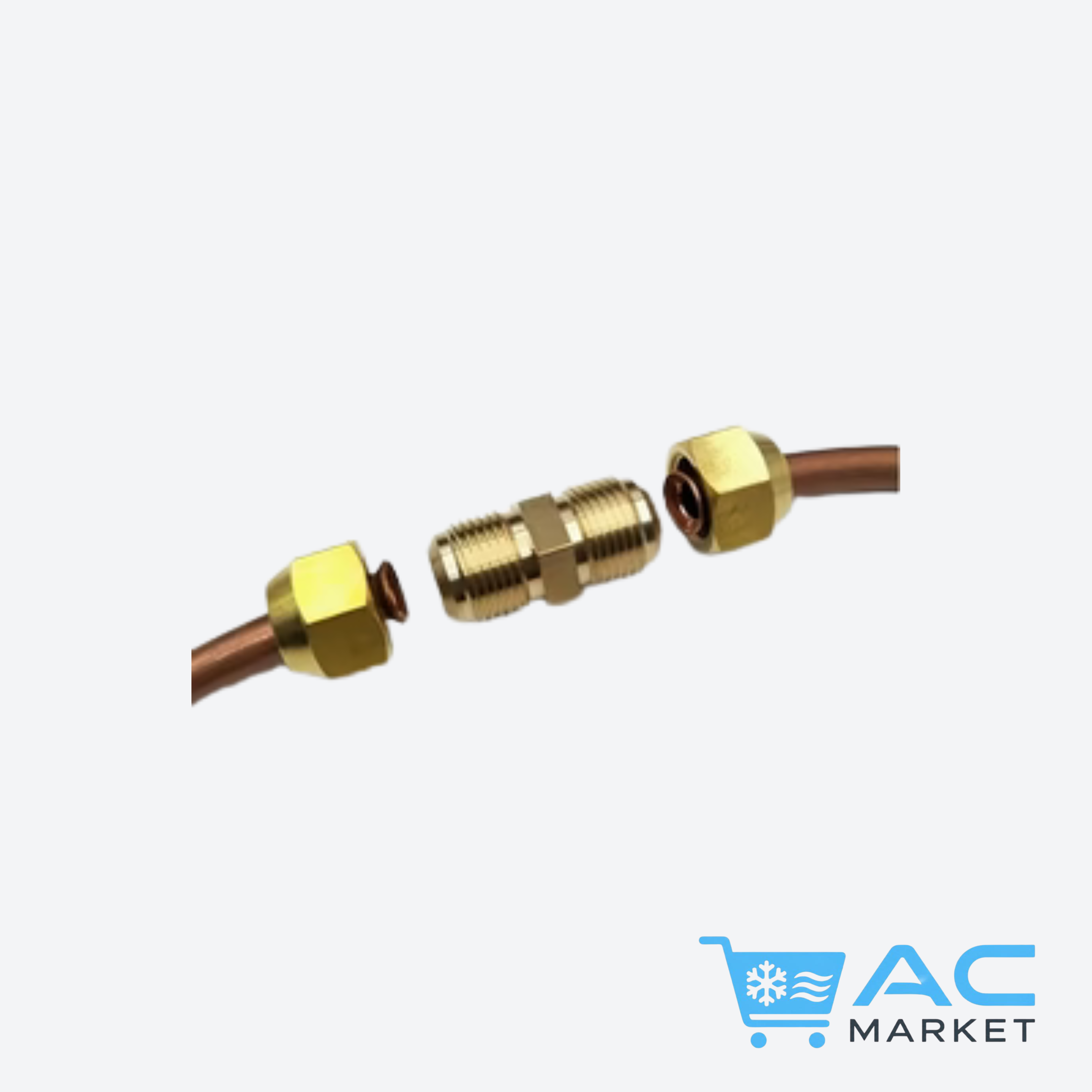 2 Copper Air Conditioner Copper Tube Adapters - 1/4" &amp; 3/8" Male/Female Spark Thread Quick Couplers, Leak-Proof Double Head Fittings for Air Conditioning &amp; Freeze Repair (US &amp; EU Standard Threads), Freeze Connection, Copper C