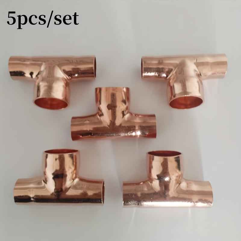 Reducing Tee, Inner Diameter 3/4 "X 1/2" X 1/2 "Copper Tee, Copper Pipe Fittings, Welded Pipes, Residential and Commercial Pipe Welding Fittings with Hot Melt Connections