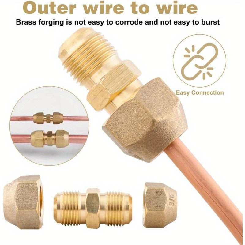 2pcs of Air Conditioning Copper Pipe Extension Fittings, No-Weld Double Connectors for Connecting Pipes of Equal And Varying Diameters, 3/8 Inch (Suitable for Φ9.52Mm Copper-Aluminum Pipes, Weighing 73.5 Grams)