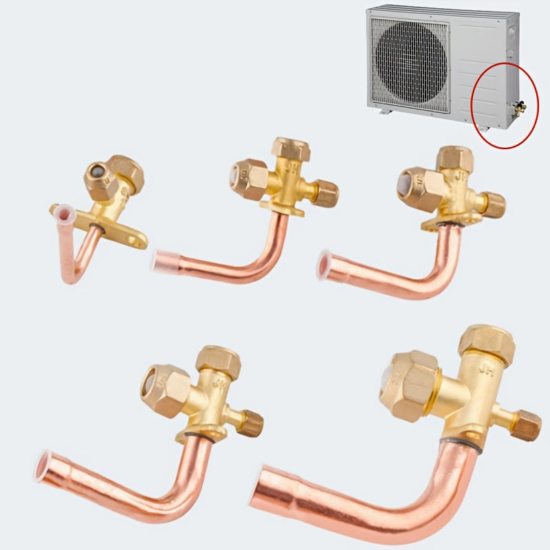 Air conditioner three-way valve, curved straight pipe air conditioner shut-off valve, high and low pressure refrigerant with fluorine yellow copper