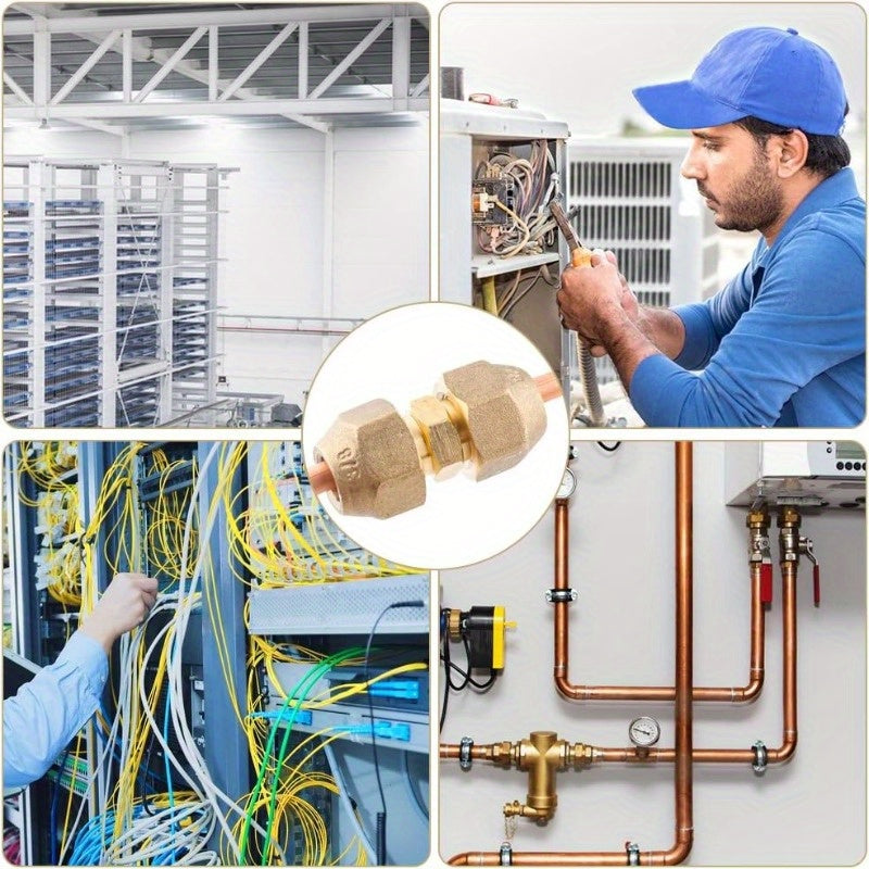 2pcs of Air Conditioning Copper Pipe Extension Fittings, No-Weld Double Connectors for Connecting Pipes of Equal And Varying Diameters, 3/8 Inch (Suitable for Φ9.52Mm Copper-Aluminum Pipes, Weighing 73.5 Grams)