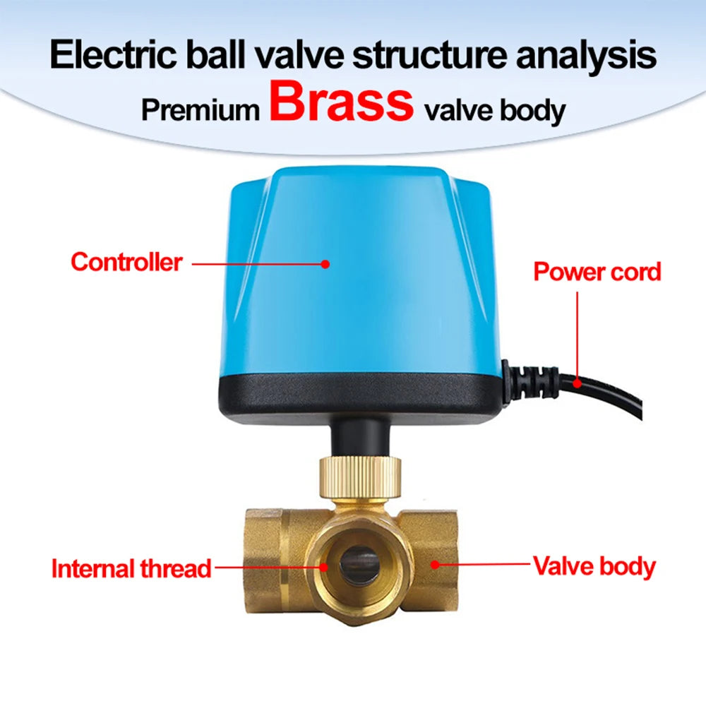 AC220V DC12V-24V Three-wire Two-control Solar Central Air Conditioning Fan Coil Electric Ball Valve
