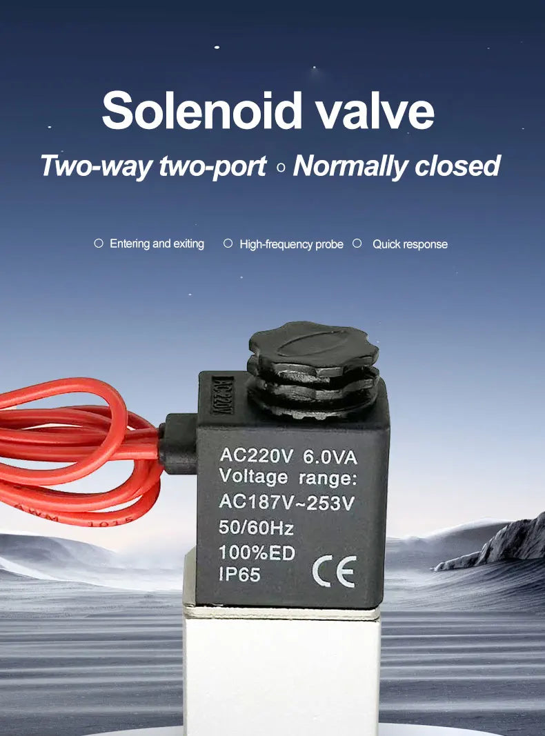 DC12V 24V AC110V 220V Normally Closed 1/4"Silent Oil Free Bidirectional NormallyClosed Pneumatic Solenoid Valve