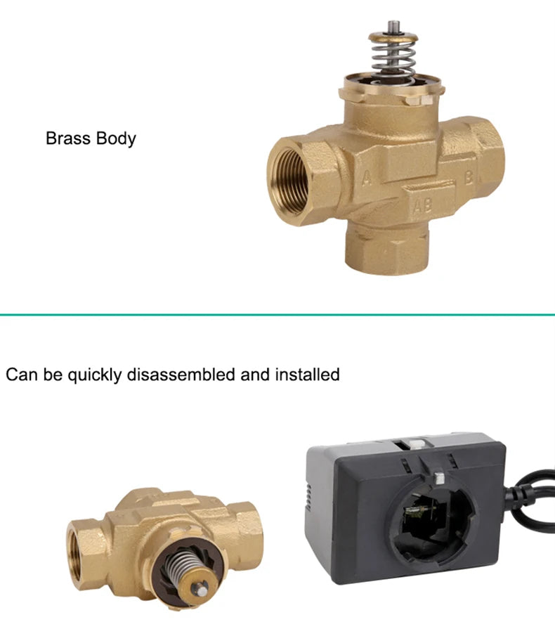 1/2”3/4“1” Honeywell Motorized Two-Way Valve Brass VN6013 Fan Coil Electric Valve AC220V