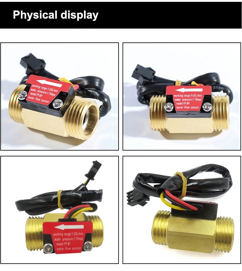 DN15 DN20 DN25 DN80 Water Flow Sensor Brass 1.75MPa Hall Sensor Turbine Flowmeter DC5~18V Used To Measure The Flow Of The Medium
