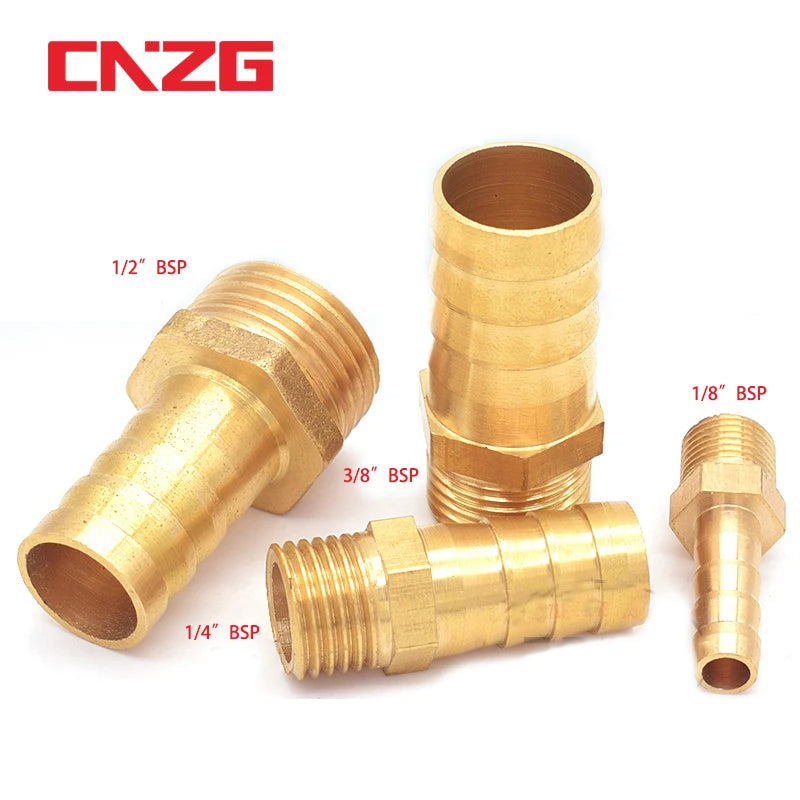Hose Brass Pipe Fitting 4mm 6mm 8mm 10mm 12mm 19mm Barb Tail 1/8" 1/4" 1/2" 3/8" BSP Male Connector Joint Copper Coupler Adapter