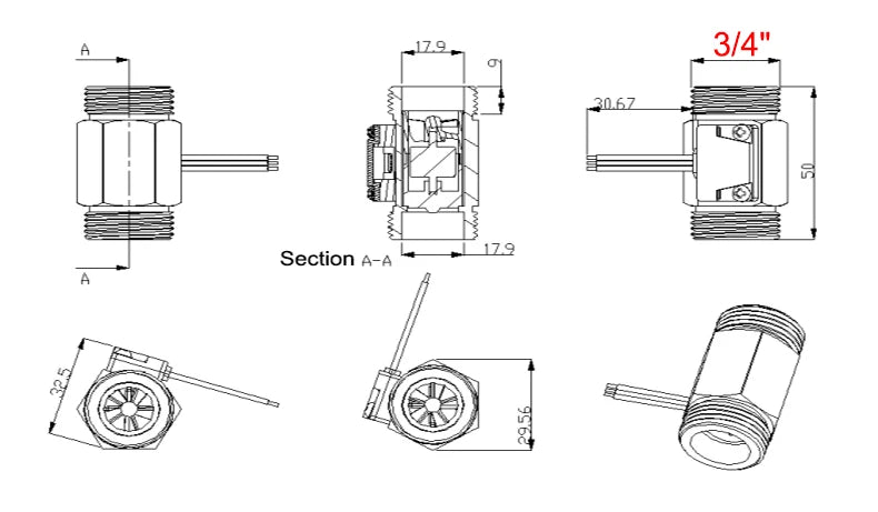 DN15 DN20 DN25 DN80 Water Flow Sensor Brass 1.75MPa Hall Sensor Turbine Flowmeter DC5~18V Used To Measure The Flow Of The Medium