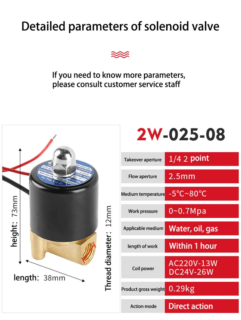DN15 DN20 DN25 DN32 DN40 DN50 Electric Solenoid Valve 220V 110V 24V 12V Normally Closed Brass Solenoid Valve For Water Oil Air